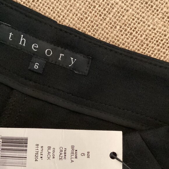 Theory Pants Size 6 Black Briella Craze Flare Trousers Stretch Pockets - Picture 8 of 9